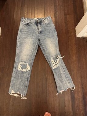 Light Blue Distressed Straight Leg Women’s Jeans